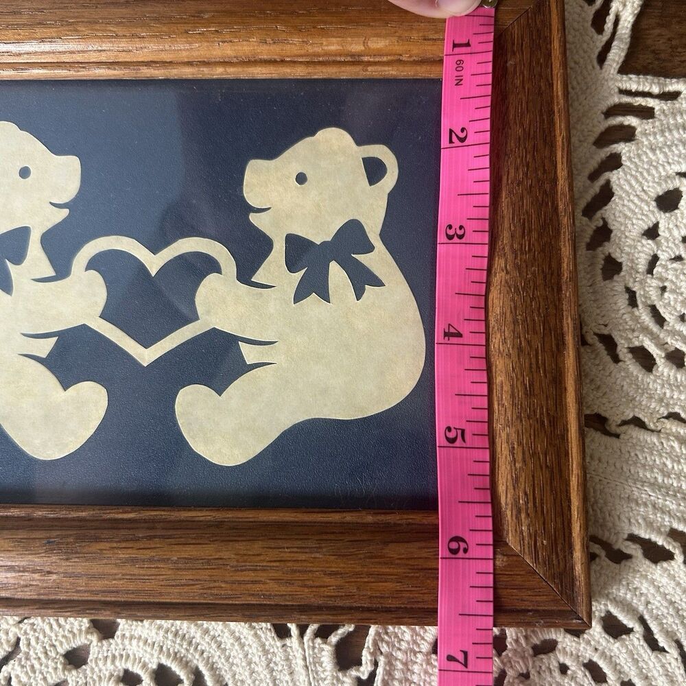 VTG Picture Bears Heart Paper Cutouts Scherenschnitte Teacher Gift Cottage Folk - Picture 4 of 4